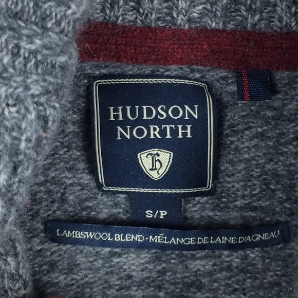 Hudson North Sweater Mens Small Wool Blend Shawl Collar Long Sleeve Grey Outdoor - Picture 3 of 16